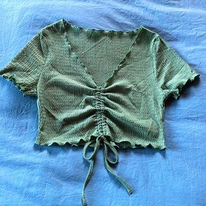 Green Blouse with Adjustable Scrunch Front